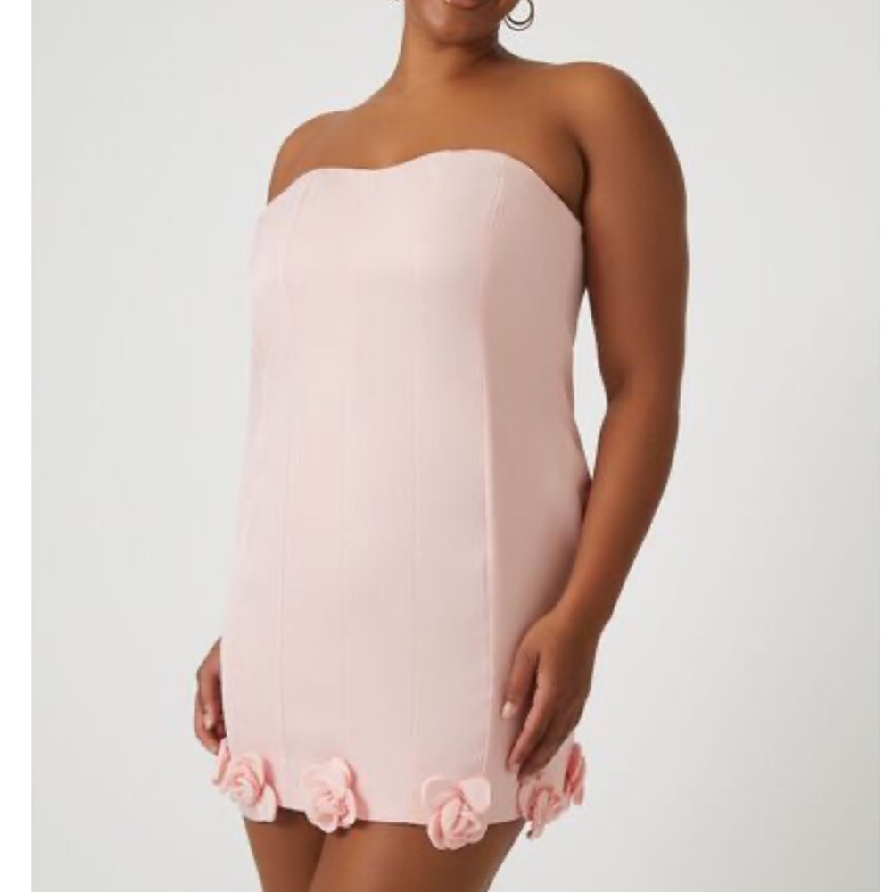 Plus Size Satin Rosette Sweetheart Mini Dress